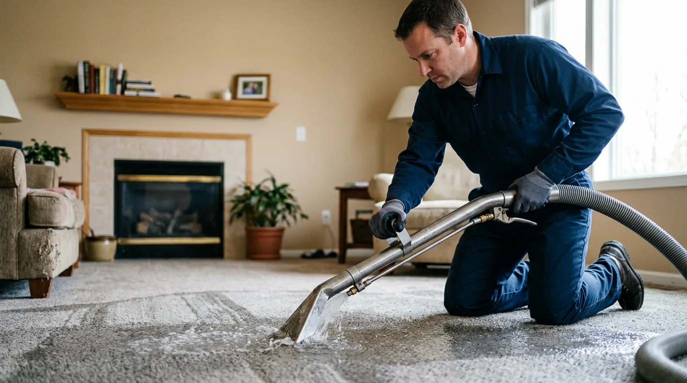 Water damage restoration technician working near Crawley, WV